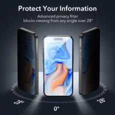 ESR รุ่น Tempered Glass Privacy Screen Protector - ฟิล์มกระจก iPhone 15 (1 Pack)