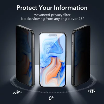 ESR รุ่น Tempered Glass Privacy Screen Protector - ฟิล์มกระจก iPhone 15 (1 Pack)