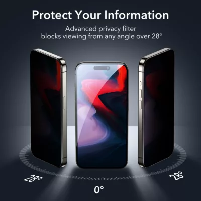 ESR รุ่น Tempered Glass Privacy Screen Protector - ฟิล์มกระจก iPhone 15 Pro Max (1 Pack)