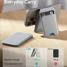 ESR รุ่น HaloLock Vegan Leather Wallet Stand - ที่ใส่บัตรติดหลังมือถือแบบตั้งได้ - สี Light Tan - Image 5