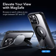 ESR รุ่น Boost Flickstand Case (HaloLock) - เคส iPhone 15 Pro Max - สี Clear/Black
