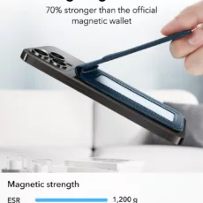 ESR รุ่น HaloLock Vegan Leather Wallet Stand - ที่ใส่บัตรติดหลังมือถือแบบตั้งได้ - สี Dark Blue - Image 6