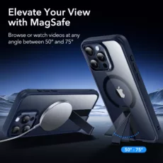ESR รุ่น Boost Flickstand Case (HaloLock) - เคส iPhone 15 Pro Max - สี Clear/Dark Blue