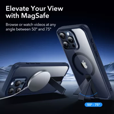 ESR รุ่น Boost Flickstand Case (HaloLock) - เคส iPhone 15 Pro Max - สี Clear/Dark Blue