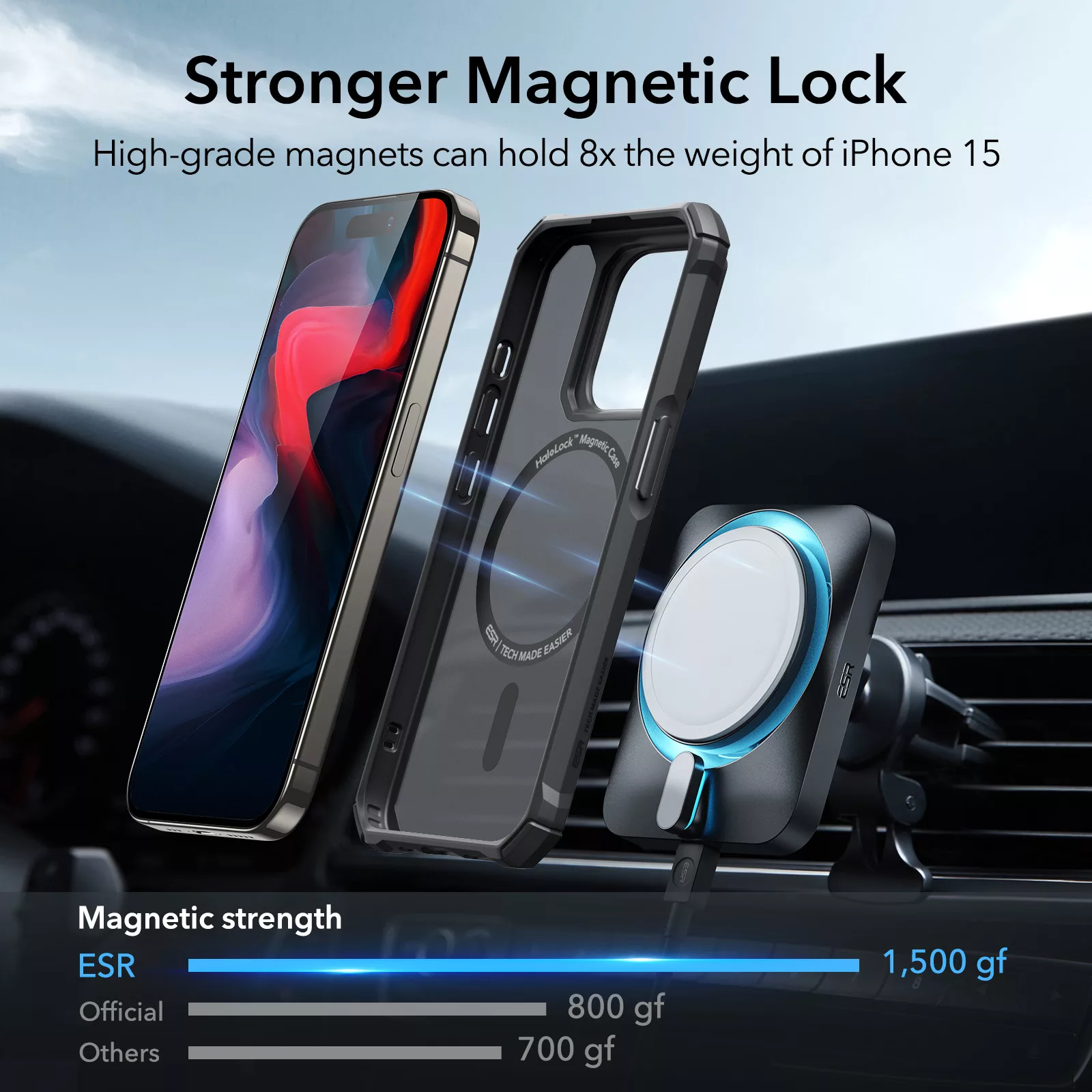 ESR รุ่น Air Armor Clear Case (HaloLock) - เคส iPhone 15 Pro - สี Frosted Black 16 ESR รุ่น Air Armor Clear Case (HaloLock) - เคส iPhone 15 Pro - สี Frosted Black
