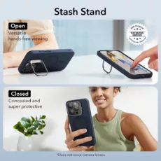 ESR รุ่น Cloud Soft Case with Stash Stand (HaloLock) - เคส iPhone 15 Pro Max - สี Dark Blue