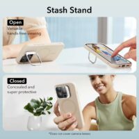 ESR รุ่น Cloud Soft Case with Stash Stand (HaloLock) - เคส iPhone 15 Pro - สี Light Tan