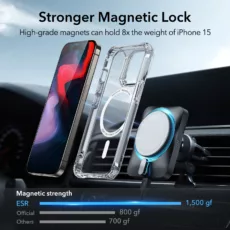 ESR รุ่น Air Armor Clear Case (HaloLock) - เคส iPhone 15 Pro Max - สี Clear