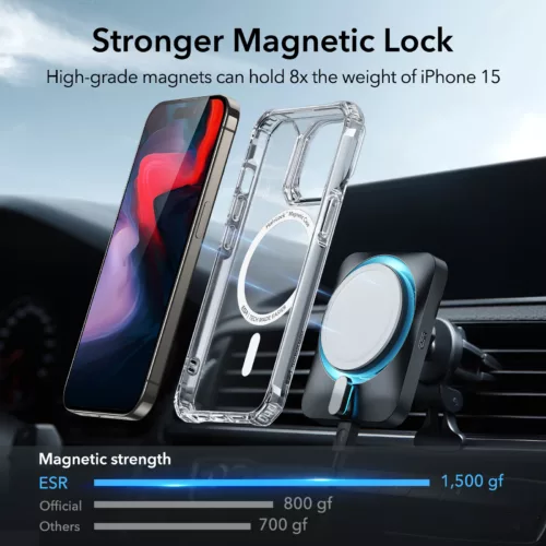 ESR รุ่น Air Armor Clear Case (HaloLock) - เคส iPhone 15 Pro Max - สี Clear