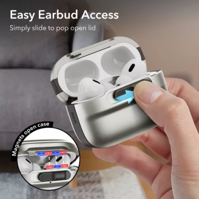 ESR รุ่น Pulse Magnetic Lock Case (HaloLock) - เคส AirPods Pro 2/1 - สี Titanium