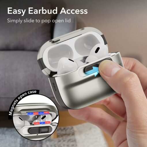 ESR รุ่น Pulse Magnetic Lock Case (HaloLock) - เคส AirPods Pro 2/1 - สี Titanium - Image 2