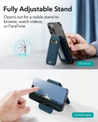 ESR รุ่น HaloLock Vegan Leather Wallet Stand - ที่ใส่บัตรติดหลังมือถือแบบตั้งได้ - สี Dark Blue