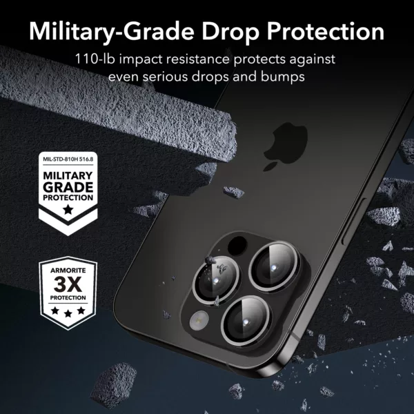 ESR รุ่น Camera Lens Protector - กระจกเลนส์กล้อง iPhone 15 Pro/ 15 Pro Max - สี Black