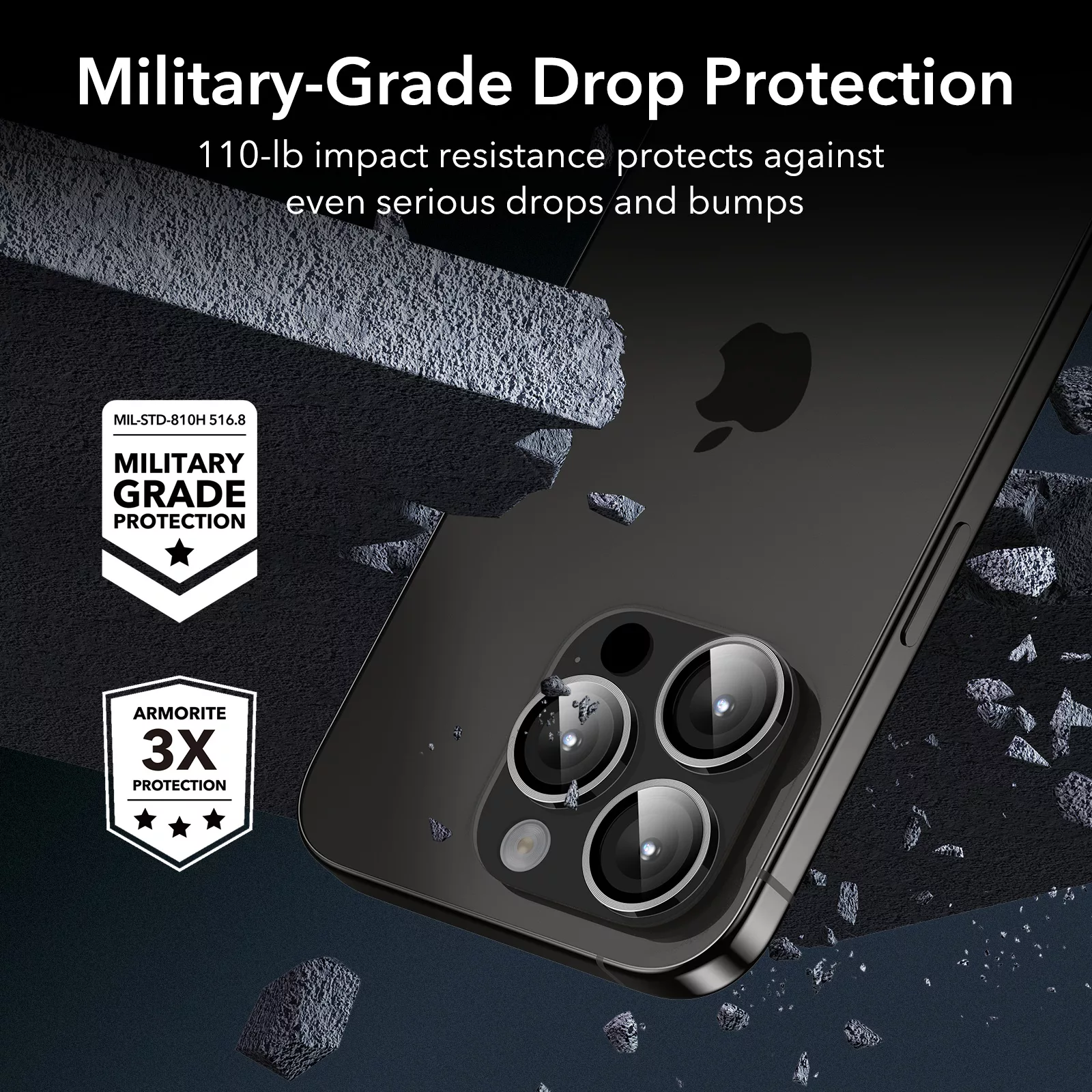 ESR รุ่น Camera Lens Protector - กระจกเลนส์กล้อง iPhone 15 Pro/ 15 Pro Max - สี Black 2 ESR รุ่น Camera Lens Protector - กระจกเลนส์กล้อง iPhone 15 Pro/ 15 Pro Max - สี Black