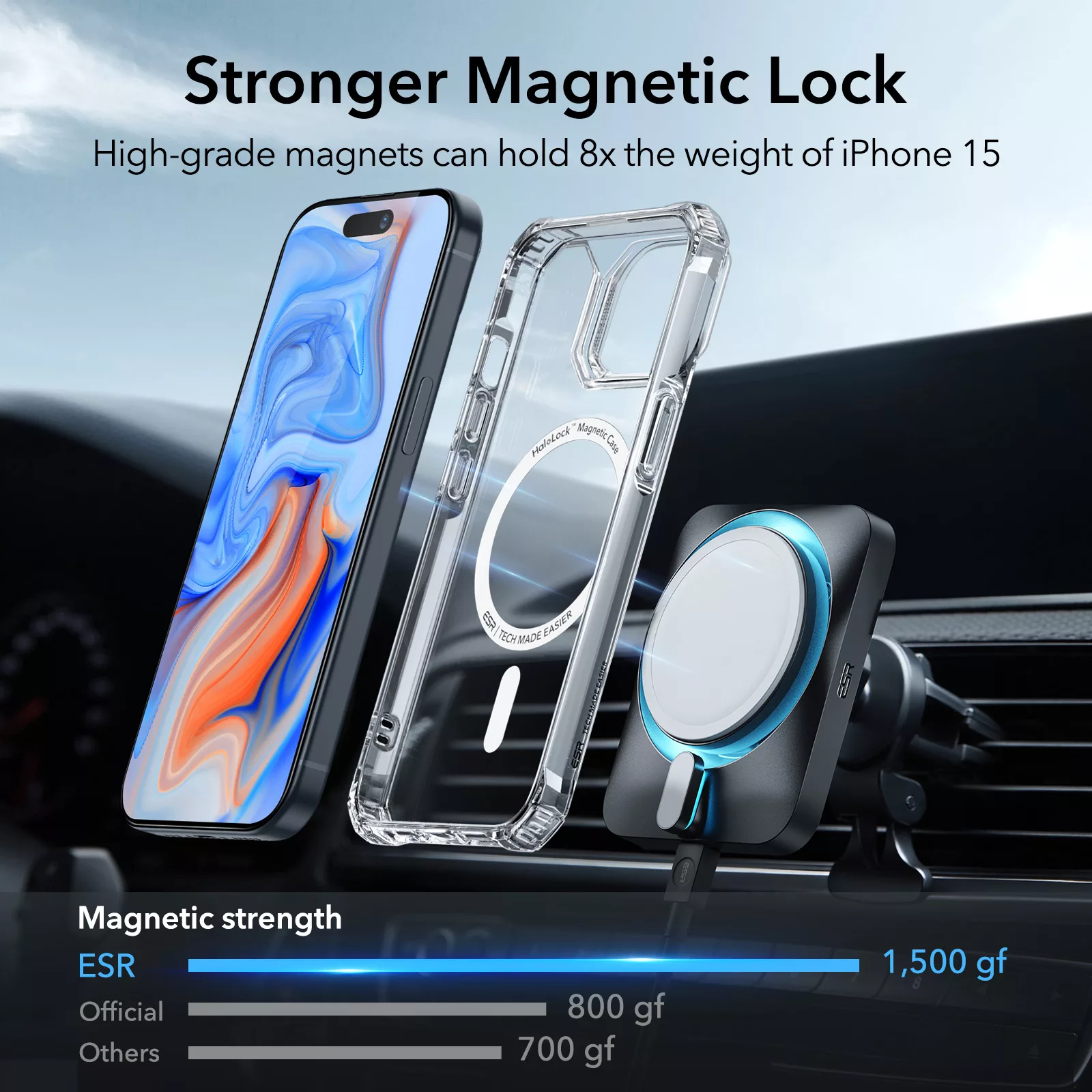 ESR รุ่น Air Armor Clear Case (HaloLock) - เคส iPhone 15 Plus - สี Clear 19 ESR รุ่น Air Armor Clear Case (HaloLock) - เคส iPhone 15 Plus - สี Clear