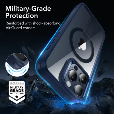 ESR รุ่น Boost Flickstand Case (HaloLock) - เคส iPhone 15 Pro Max - สี Clear/Dark Blue