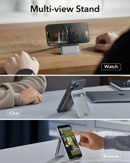 ESR รุ่น HaloLock Vegan Leather Wallet Stand - ที่ใส่บัตรติดหลังมือถือแบบตั้งได้ - สี Light Tan - Image 4