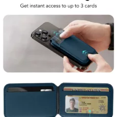 ESR รุ่น HaloLock Vegan Leather Wallet Stand - ที่ใส่บัตรติดหลังมือถือแบบตั้งได้ - สี Dark Blue - Image 4