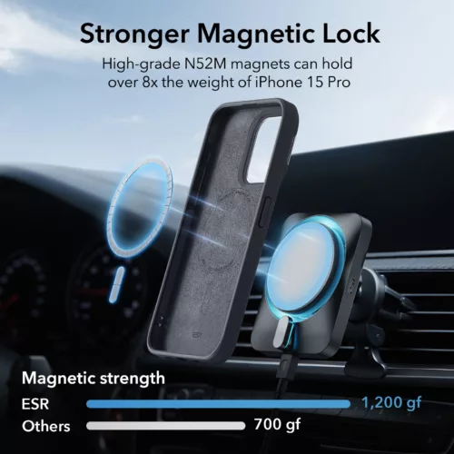 ESR รุ่น Cloud Soft Case with Stash Stand (HaloLock) - เคส iPhone 15 Pro - สี Black