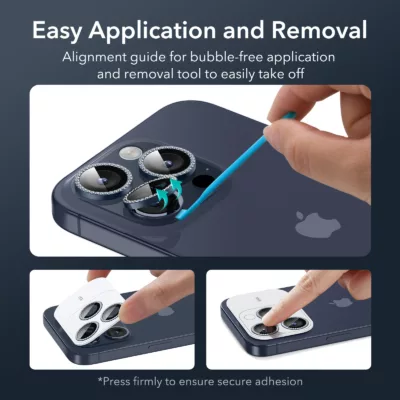 ESR รุ่น Camera Lens Protector - กระจกเลนส์กล้อง iPhone 15 Pro/ 15 Pro Max - สี Rhinestone