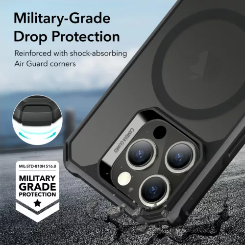 ESR รุ่น Air Armor Clear Case (HaloLock) - เคส iPhone 15 Pro Max - สี Frosted Black - Image 3