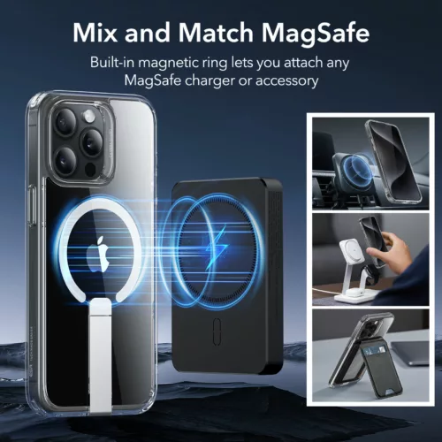ESR รุ่น Boost Flickstand Case (HaloLock) - เคส iPhone 15 Pro Max - สี Clear