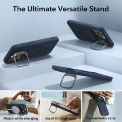 ESR รุ่น Cloud Soft Case with Stash Stand (HaloLock) - เคส iPhone 15 Pro Max - สี Dark Blue
