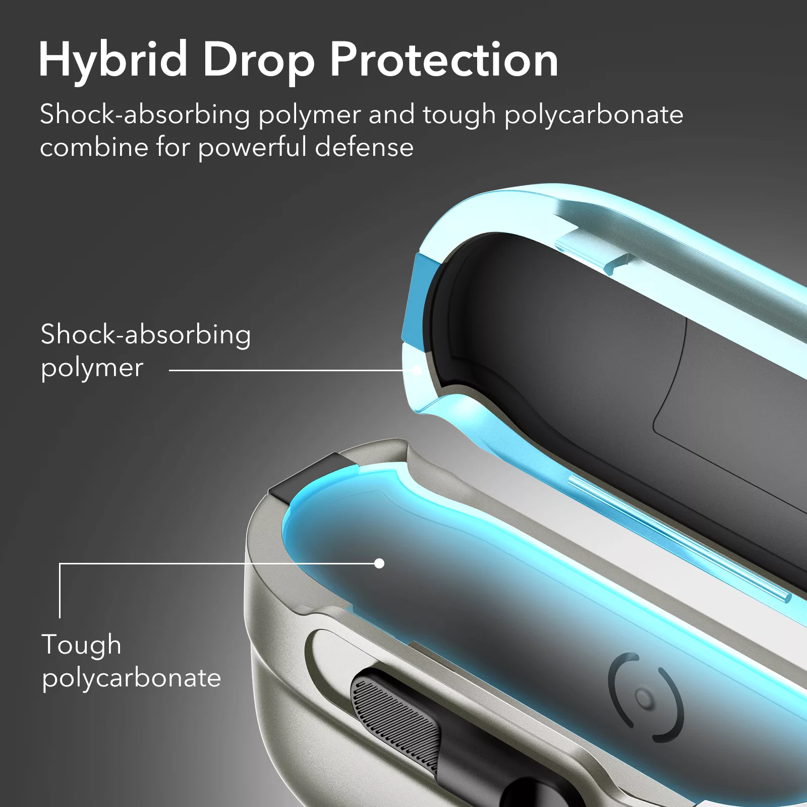 ESR รุ่น Pulse Magnetic Lock Case (HaloLock) - เคส AirPods Pro 2/1 - สี Titanium 4 ESR รุ่น Pulse Magnetic Lock Case (HaloLock) - เคส AirPods Pro 2/1 - สี Titanium