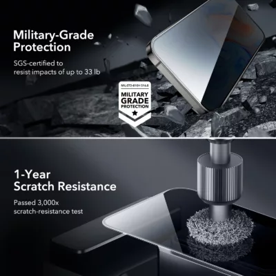 ESR รุ่น Tempered Glass Privacy Screen Protector - ฟิล์มกระจก iPhone 15 (1 Pack)