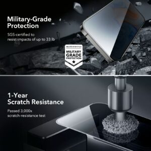 ESR รุ่น Tempered Glass Privacy Screen Protector - ฟิล์มกระจก iPhone 15 (1 Pack)