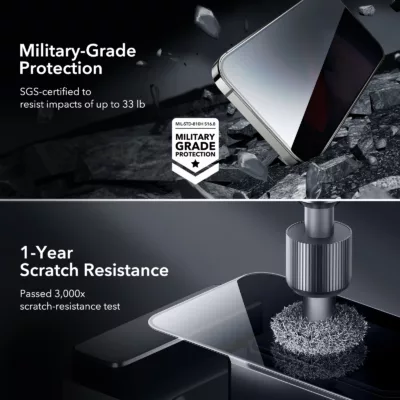 ESR รุ่น Tempered Glass Privacy Screen Protector - ฟิล์มกระจก iPhone 15 Pro Max (1 Pack)