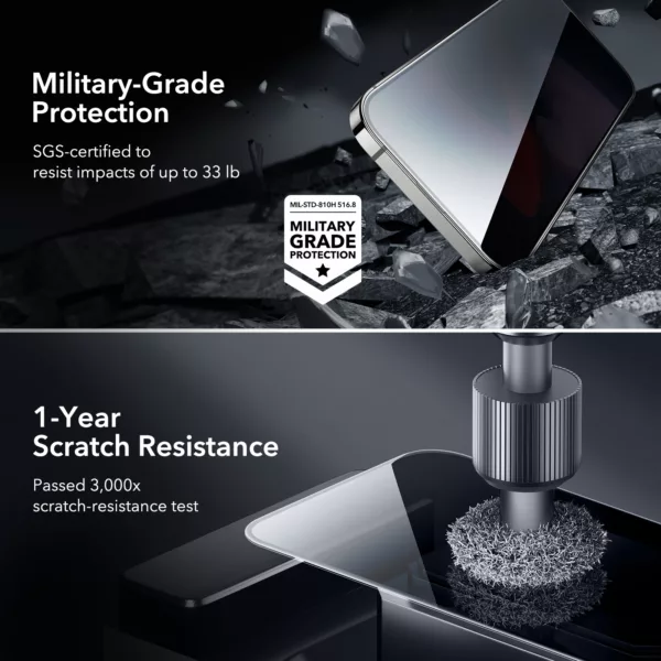 ESR รุ่น Tempered Glass Privacy Screen Protector - ฟิล์มกระจก iPhone 15 Pro Max (1 Pack)