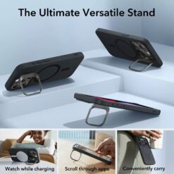 ESR รุ่น Cloud Soft Case with Stash Stand (HaloLock) - เคส iPhone 15 Pro - สี Black