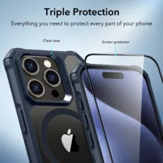 ESR รุ่น Air Armor Clear Case (HaloLock) - เคส iPhone 15 Pro Max - สี Clear/Dark Blue
