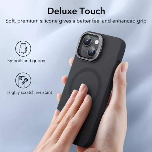 ESR รุ่น Cloud Soft Case with Stash Stand (HaloLock) - เคส iPhone 15 Plus - สี Black