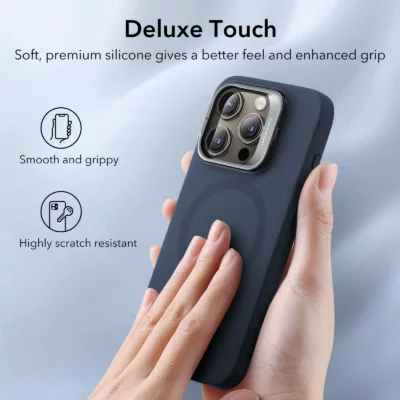 ESR รุ่น Cloud Soft Case with Stash Stand (HaloLock) - เคส iPhone 15 Pro - สี Dark Blue