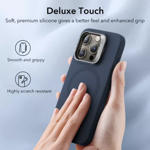 ESR รุ่น Cloud Soft Case with Stash Stand (HaloLock) - เคส iPhone 15 Pro Max - สี Dark Blue