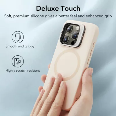 ESR รุ่น Cloud Soft Case with Stash Stand (HaloLock) - เคส iPhone 15 Pro Max - สี Light Tan