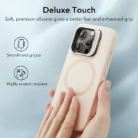 ESR รุ่น Cloud Soft Case with Stash Stand (HaloLock) - เคส iPhone 15 Pro - สี Light Tan