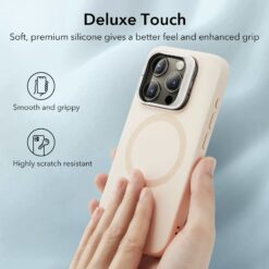 ESR รุ่น Cloud Soft Case with Stash Stand (HaloLock) - เคส iPhone 15 Pro - สี Light Tan