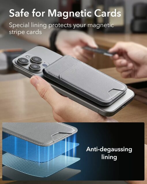 ESR รุ่น HaloLock Vegan Leather Wallet Stand - ที่ใส่บัตรติดหลังมือถือแบบตั้งได้ - สี Light Tan - Image 3