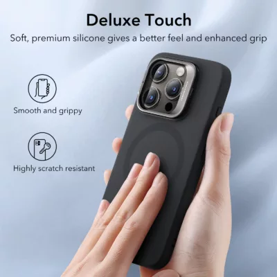 ESR รุ่น Cloud Soft Case with Stash Stand (HaloLock) - เคส iPhone 15 Pro Max - สี Black