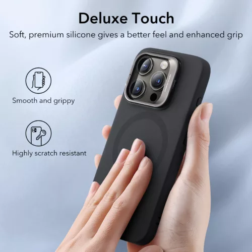 ESR รุ่น Cloud Soft Case with Stash Stand (HaloLock) - เคส iPhone 15 Pro - สี Black