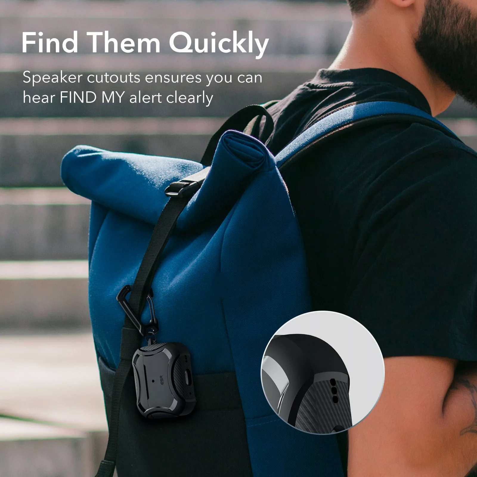 ESR รุ่น Cyber Armor Tough with HaloLock - เคส AirPods Pro 2/1 - สี Black 24 ESR รุ่น Cyber Armor Tough with HaloLock - เคส AirPods Pro 2/1 - สี Black