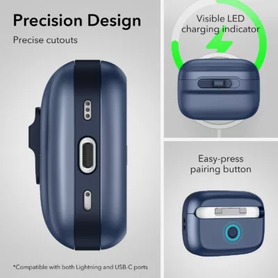 ESR รุ่น Pulse Magnetic Lock Case (HaloLock) - เคส AirPods Pro 2/1 - สี Dark Blue