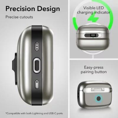 ESR รุ่น Pulse Magnetic Lock Case (HaloLock) - เคส AirPods Pro 2/1 - สี Titanium