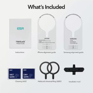 ESR รุ่น HaloLock Universal Ring 360 - วงแม่เหล็กสำหรับติดด้านหลังเคส - สี White (2ชิ้น)