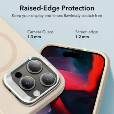 ESR รุ่น Cloud Soft Case with Stash Stand (HaloLock) - เคส iPhone 15 Pro - สี Light Tan