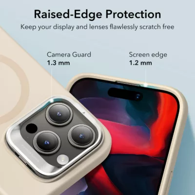 ESR รุ่น Cloud Soft Case with Stash Stand (HaloLock) - เคส iPhone 15 Pro Max - สี Light Tan