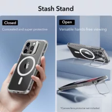 ESR รุ่น Classic Hybrid Case with Stash Stand (HaloLock) - เคส iPhone 15 Pro - สี Clear